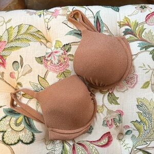 Victoria’s Secret Shimmer Tan Bikini Top with Gold Hardware